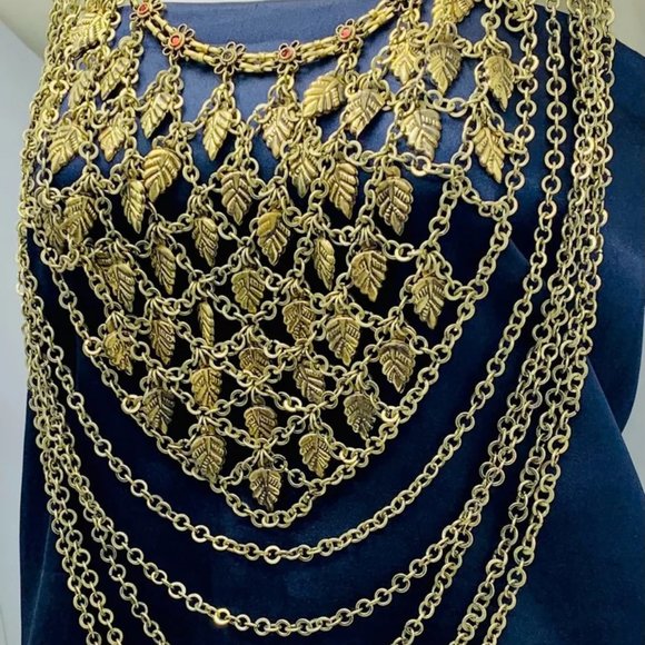 Multi Strands Bib Necklace, Gypsy Silver Kuchi Bohi Bib Necklace - Picture 8 of 12